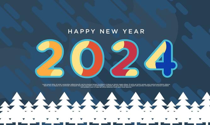 Happy New Year 2024 banner logo design illustration, Creative and Colorful new year 2024 vector