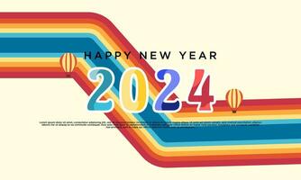 Happy New Year 2024 banner logo design illustration, Creative and Colorful new year 2024 vector