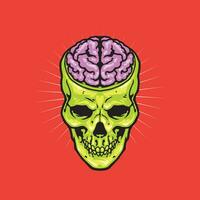 skull with brain artwork vector