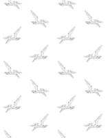 Vector seamless pattern of outline pterodactyl