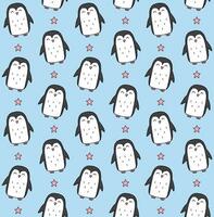 Vector seamless pattern of flat penguin
