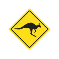 Vector Kangaroo rhombus yellow road sign