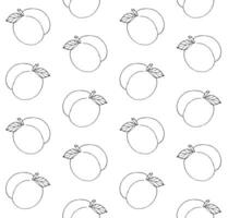 Vector seamless pattern of hand drawn peach