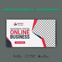 video thumbnail web banner template promotion banner design. vector