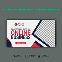 video thumbnail web banner template promotion banner design. vector