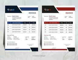 Vector creative and modern invoice design with 2 different color, corporate invoice design template,