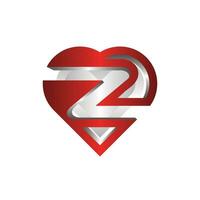 Initial Z love modern design, Letter Z logo design template 3d style illustration, suitable for your company vector