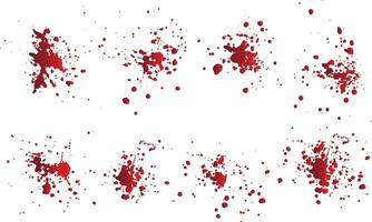 Splatter red color blood background set vector