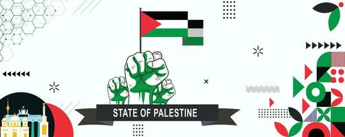 State of Palestine flag national day banner design illustration vector