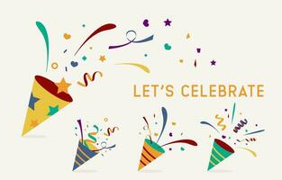 celebrate party background with party popper,glitter..Vector illustration for postcard,banner vector