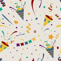 celebrate party seamless pattern with party popper,glitter..Vector illustration for postcard,banner vector