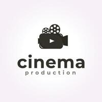 camera roll logo design, vintage cinema vector illustration icon