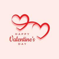 happy valentines day card with red love heart shape vector
