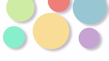 Beautiful simple animated floating circle pastel bubbles bouncing on white background. Colorful bright balls motion graphic video