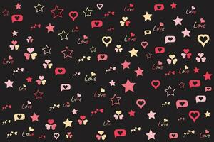 Valentine pattern with love heart star doodles for print media and cards vector