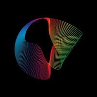 Sound wave, equalizer rainbow color gradient. Modern future technology. Vector geometric abstract element isolated on black background