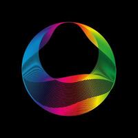 Sound wave, equalizer rainbow color gradient. Modern future technology. Vector geometric abstract element isolated on black background