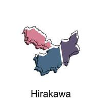 mapa ciudad de hirakawa diseño, alto detallado vector mapa - Japón vector diseño modelo