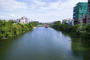 Beautiful Landscape view of Rasel Park Lake in Narayanganj City, Bangladesh photo