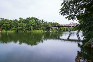 Beautiful Landscape view of Rasel Park Lake in Narayanganj City, Bangladesh photo