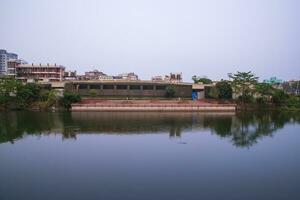 Beautiful Landscape view of Rasel Park Lake in Narayanganj City, Bangladesh photo