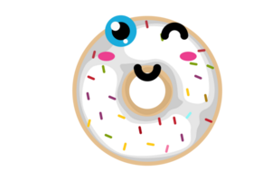 mignonne mordu Donut personnage avec transparent Contexte png