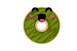 mignonne mordu Donut personnage avec transparent Contexte png