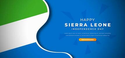 Happy Sierra Leone Independence Day Design Paper Cut Shapes Background Illustration for Poster, Banner, Advertising, Greeting Card vector