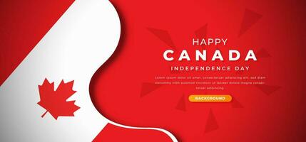 Happy Canada Independence Day Design Paper Cut Shapes Background Illustration for Poster, Banner, Advertising, Greeting Card vector