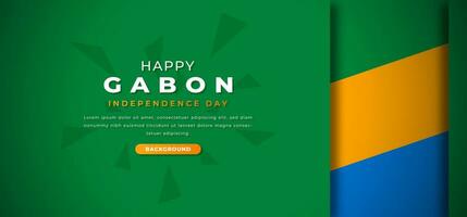 Happy Gabon Independence Day Design Paper Cut Shapes Background Illustration for Poster, Banner, Advertising, Greeting Card vector