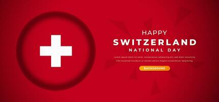 Happy Switzerland National Day Design Paper Cut Shapes Background Illustration for Poster, Banner, Advertising, Greeting Card vector