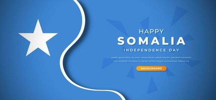 Happy Somalia Independence Day Design Paper Cut Shapes Background Illustration for Poster, Banner, Advertising, Greeting Card vector