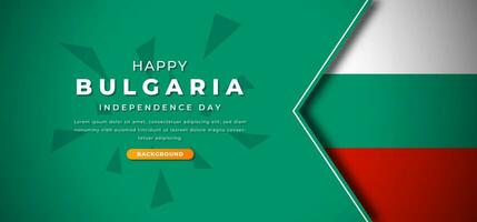 Happy Bulgaria Independence Day Design Paper Cut Shapes Background Illustration for Poster, Banner, Advertising, Greeting Card vector