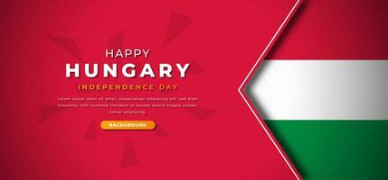 Happy Hungary Independence Day Design Paper Cut Shapes Background Illustration for Poster, Banner, Advertising, Greeting Card vector