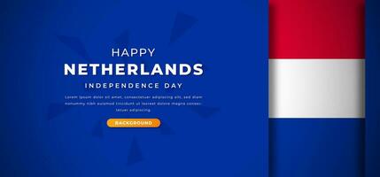 Happy Netherlands Independence Day Design Paper Cut Shapes Background Illustration for Poster, Banner, Advertising, Greeting Card vector