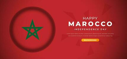 Happy Marocco Independence Day Design Paper Cut Shapes Background Illustration for Poster, Banner, Advertising, Greeting Card vector