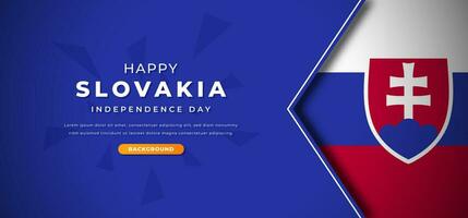 Happy Slovakia Independence Day Design Paper Cut Shapes Background Illustration for Poster, Banner, Advertising, Greeting Card vector