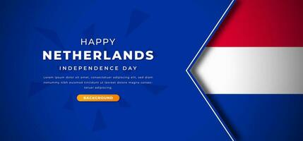 Happy Netherlands Independence Day Design Paper Cut Shapes Background Illustration for Poster, Banner, Advertising, Greeting Card vector