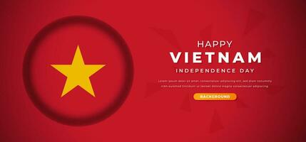 Happy Vietman Independence Day Design Paper Cut Shapes Background Illustration for Poster, Banner, Advertising, Greeting Card vector