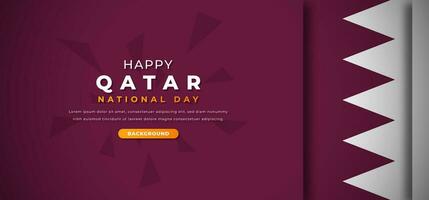 Happy Qatar National Day Design Paper Cut Shapes Background Illustration for Poster, Banner, Advertising, Greeting Card vector