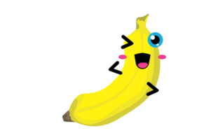 frutta - carino Banana personaggio con trasparente sfondo png