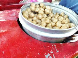 Close up of cilok or food from cassava flour, traditional food from Indonesia photo