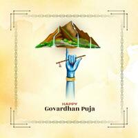 contento Govardhan puja indio festival saludo tarjeta diseño vector