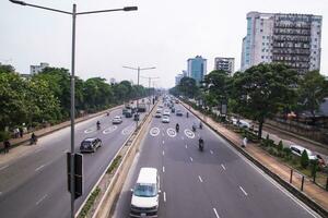 7 th October 2023, Dhaka- Bangladesh  Transportation  Traffic vehicle  of Tongi Diversion Highway Airport Road in Dhaka photo