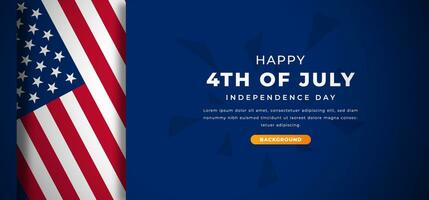 4th of July USA Independence Day Design Paper Cut Shapes Background Illustration for Poster, Banner, Advertising, Greeting Card vector