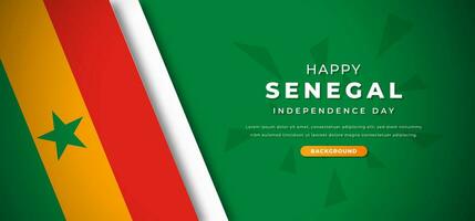 Happy Senegal Independence Day Design Paper Cut Shapes Background Illustration for Poster, Banner, Advertising, Greeting Card vector