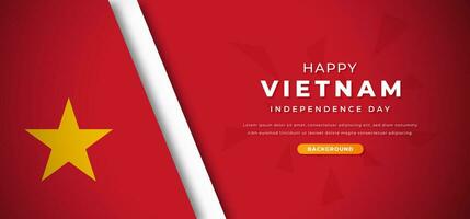 Happy Vietman Independence Day Design Paper Cut Shapes Background Illustration for Poster, Banner, Advertising, Greeting Card vector