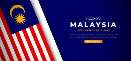 Happy Malaysia Independence Day Design Paper Cut Shapes Background Illustration for Poster, Banner, Advertising, Greeting Card vector