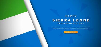 Happy Sierra Leone Independence Day Design Paper Cut Shapes Background Illustration for Poster, Banner, Advertising, Greeting Card vector