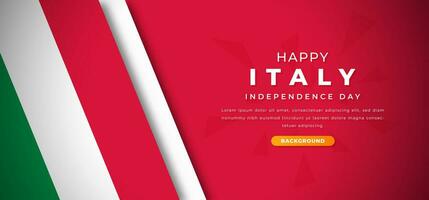 Happy Italy Independence Day Design Paper Cut Shapes Background Illustration for Poster, Banner, Advertising, Greeting Card vector